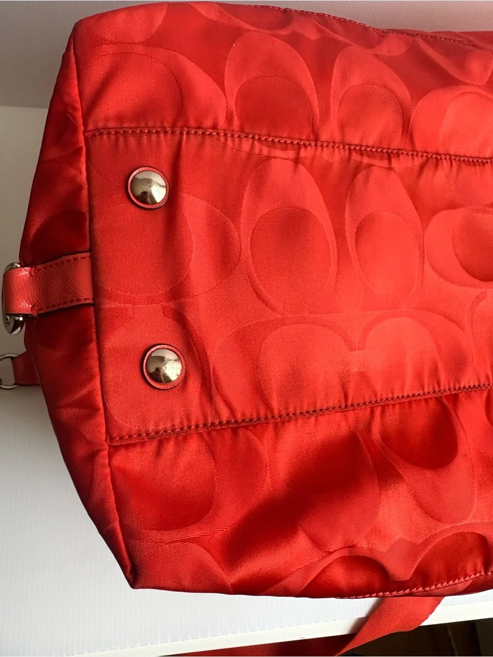 Coach Signature Hot Orange Nylon Travel Weekender Duffle Bag